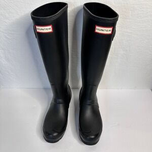 HUNTER Original Tall Matte Black Rain Boots Womens Waterproof Wellington